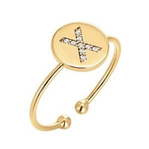 14K Gold Plated Initial Ring Stackable Rings for Women | Fashion Rings